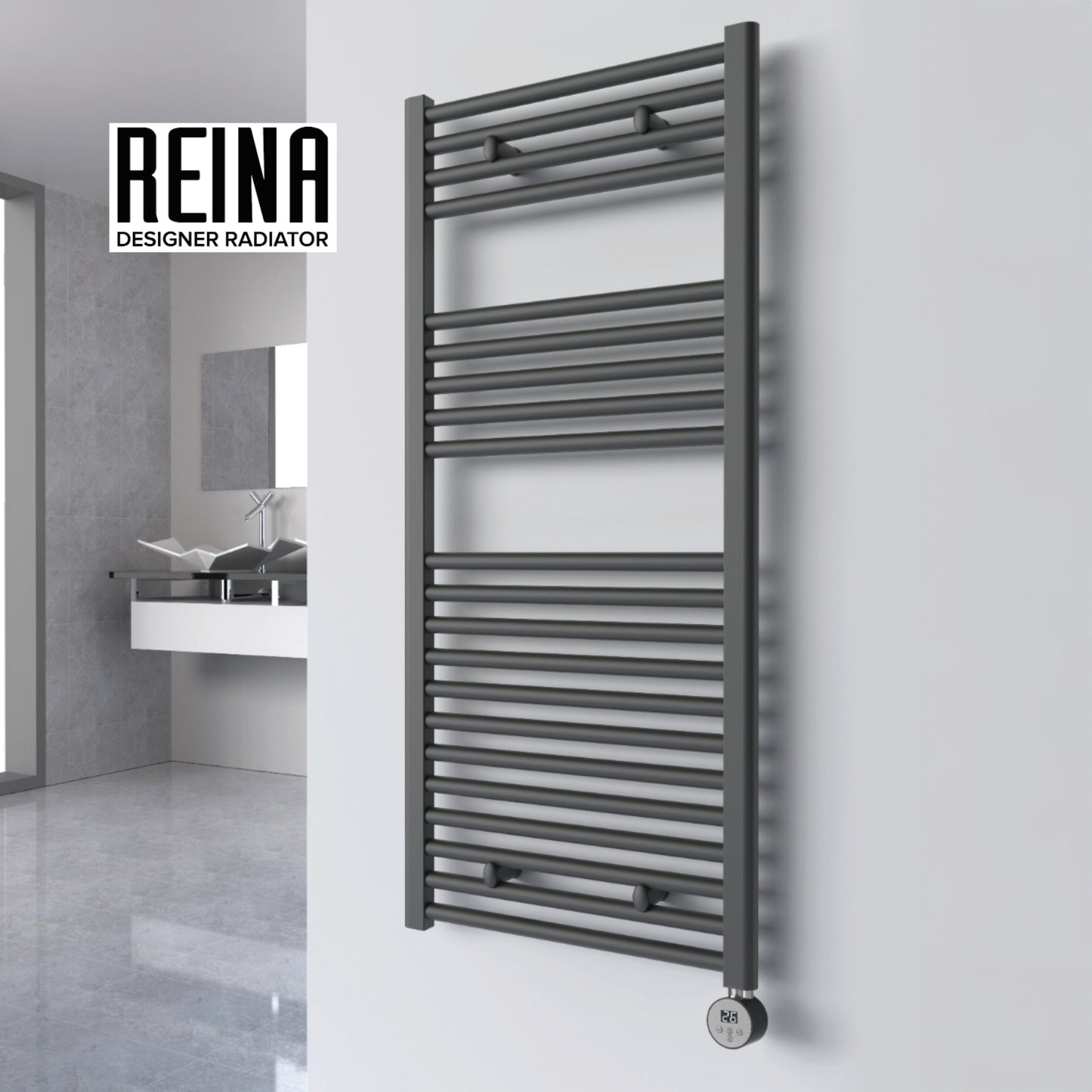 Diva Curved Electric Electric Mild Steel Towel Rail