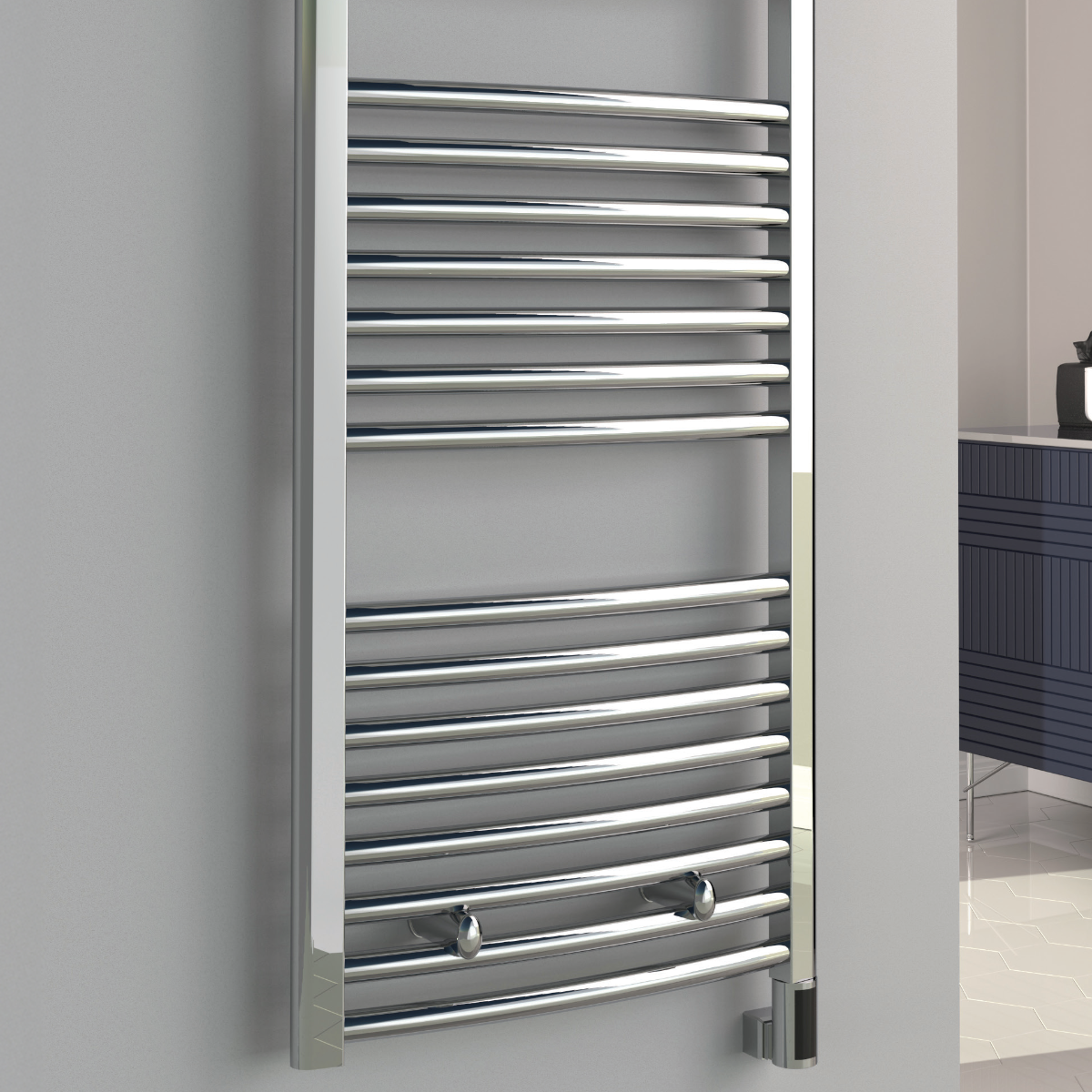 Diva Curved Electric Electric Mild Steel Towel Rail