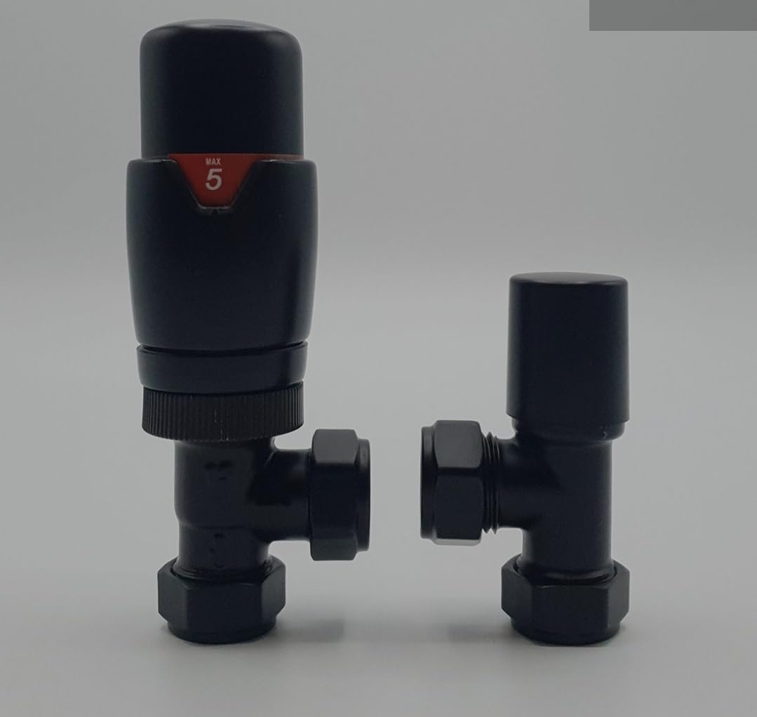 Modern Black Thermostatic Radiator Valve Set