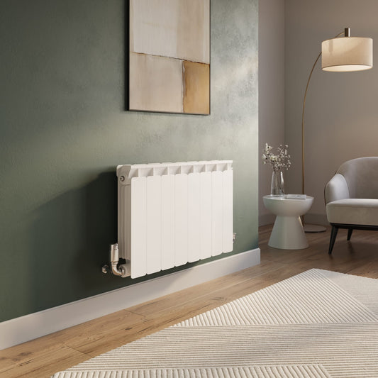 Aluminium Square Top 390 Horizontal Designer Radiator In Multi Sections White