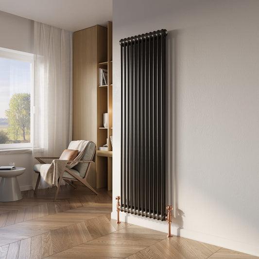 Bare Metal Lacquer Vertical Radiator Column 2, Height 1500
