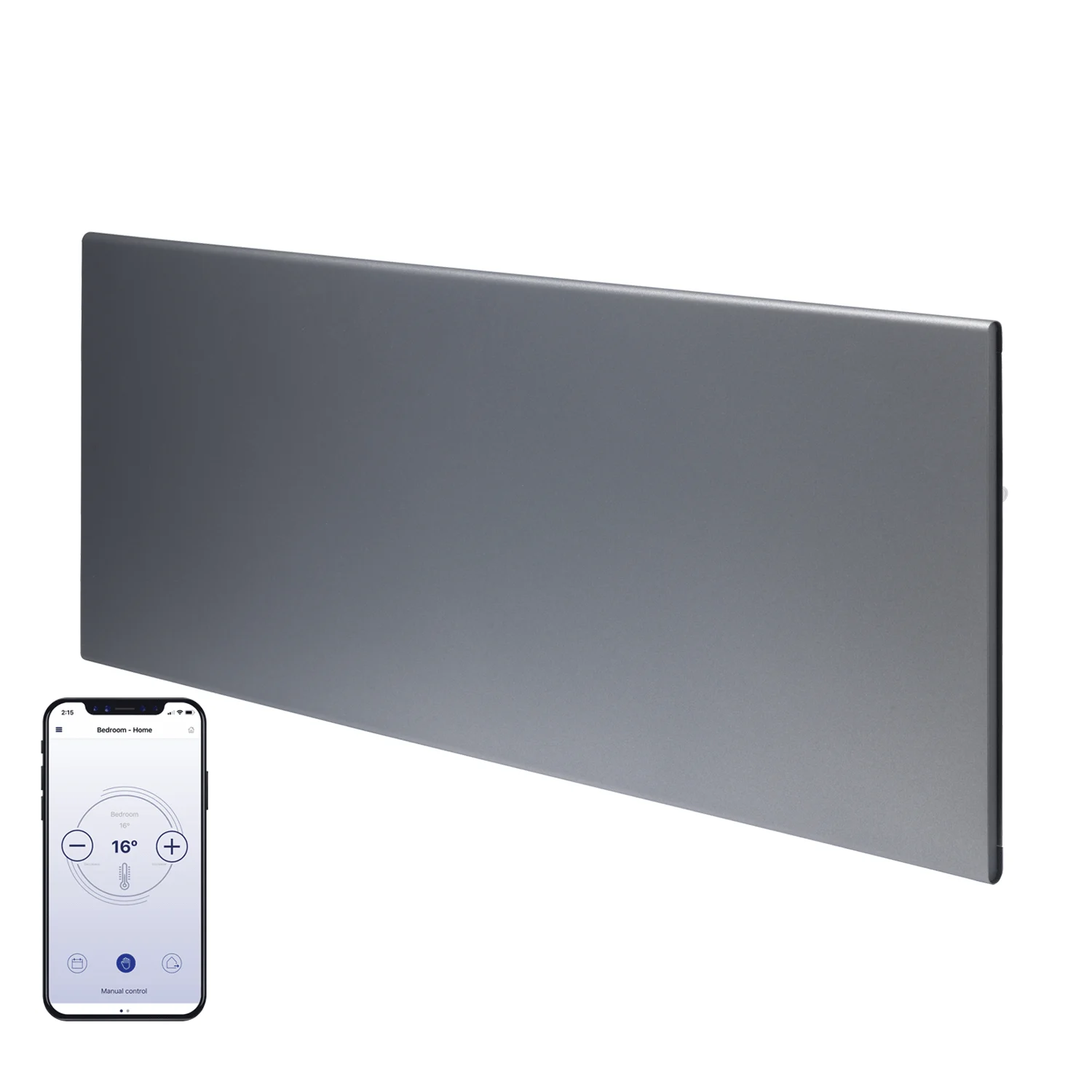 Adax Neo WIFI Electric Panel Heater, Wall Mounted, 2000W, Lava Grey 420 x 955