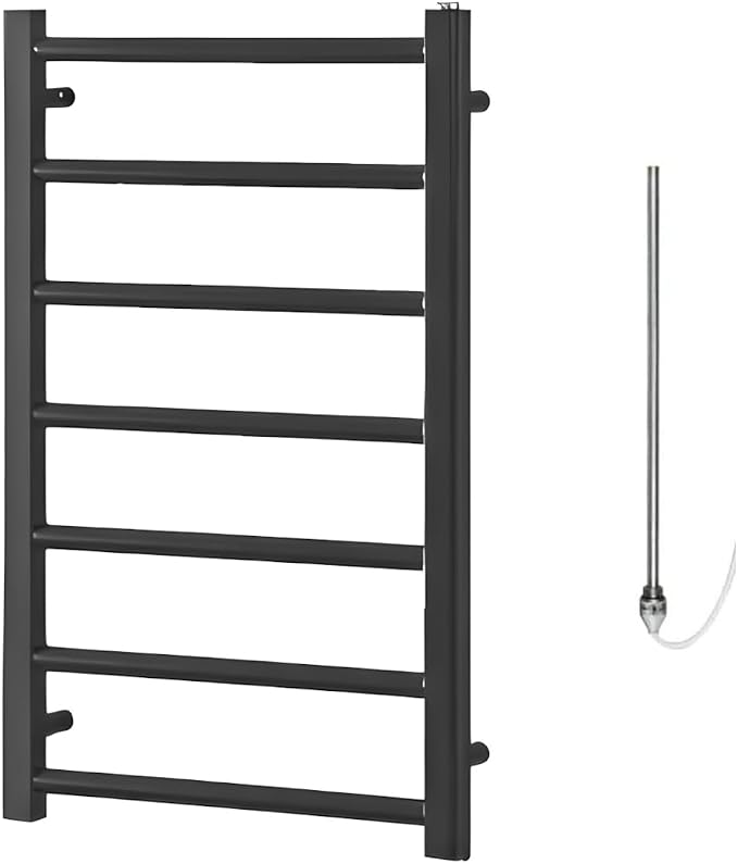 Alpine Modern Electric Heated Towel Rail/Warmer/Bathroom Radiator, Prefilled, Anthracite, Anthracite, 1200