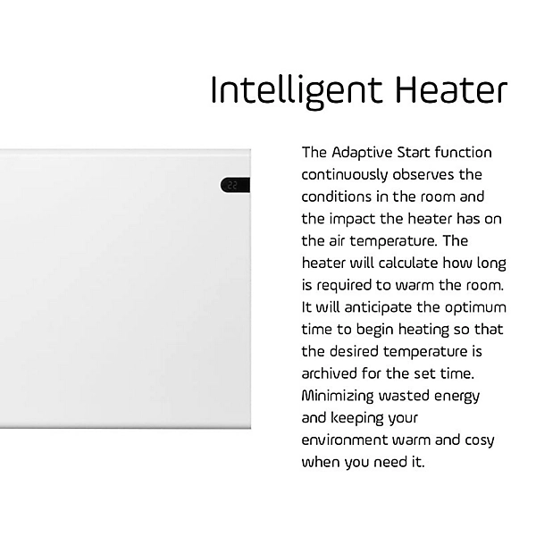Adax Neo Electric Panel Heater, Wall Mounted, 2000W, White 370 x 1394