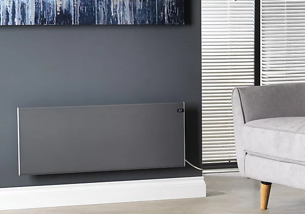 Adax Neo Electric Panel Heater, Wall Mounted, 2000W, Lava Grey 370 x 1394