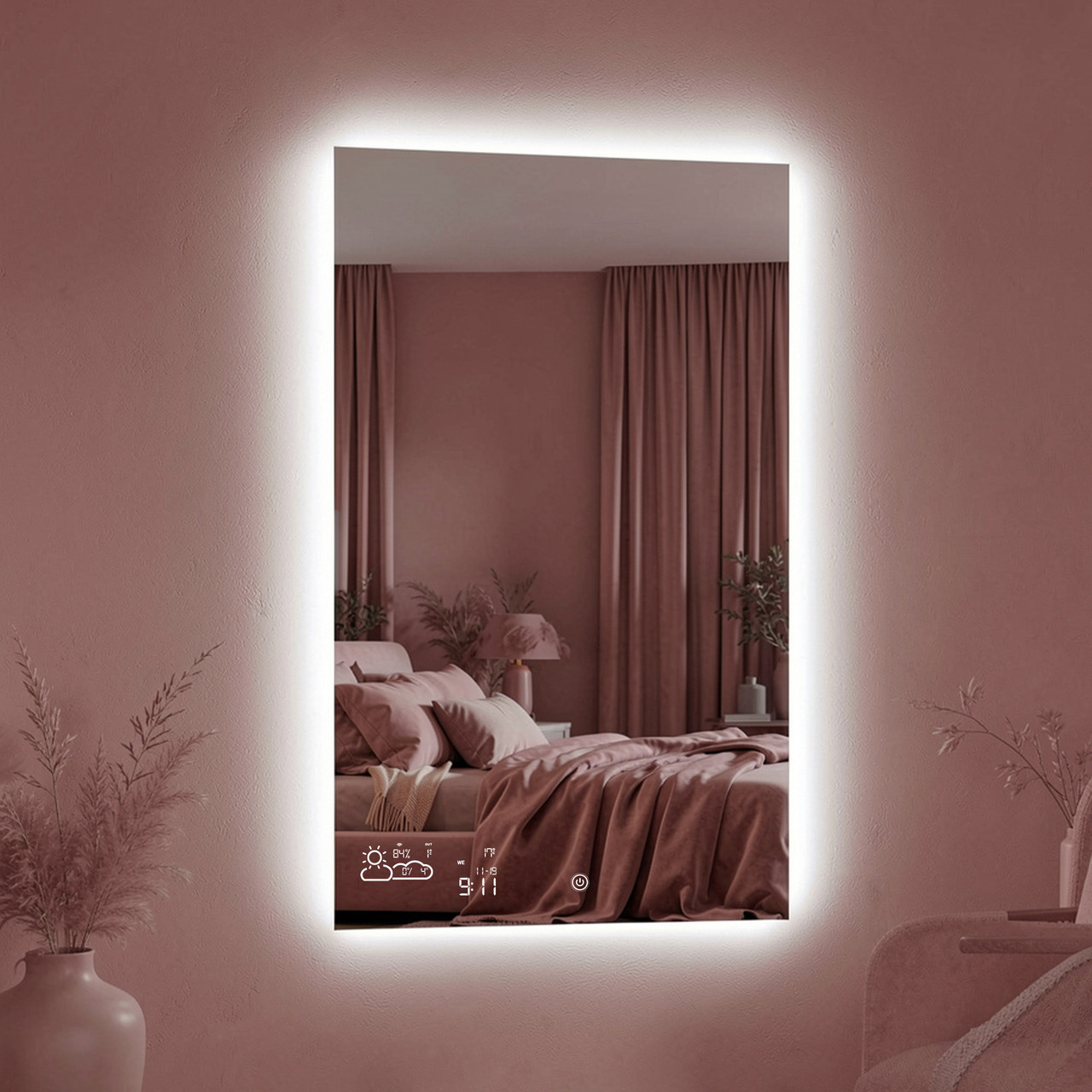 260W LED Backlit Vertical Mirrored Infrared Heating Panel